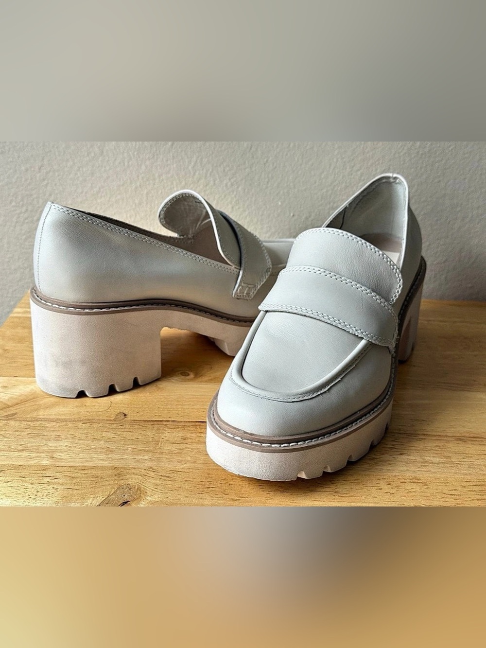 Dolce Vita Yanni Platform Penny Loafers Ivory Leather Women’s 9.5